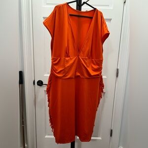 SHEIN Bold Orange Dress with Fringe